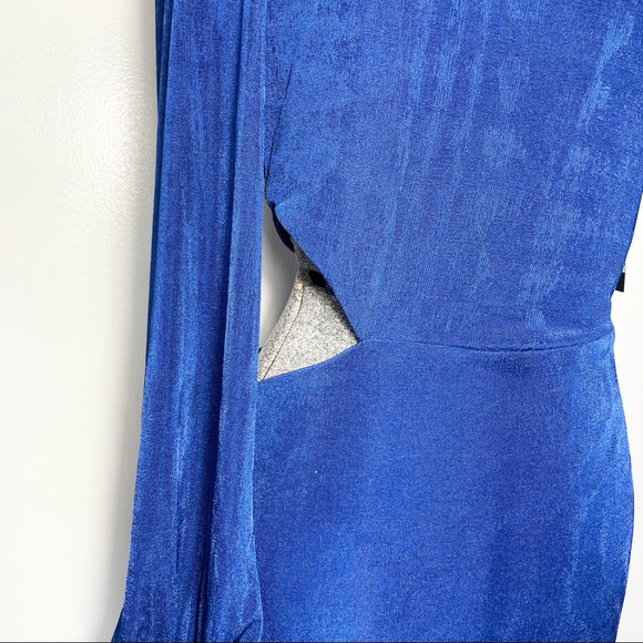 NWT Size large royal blue bodycon one shoulder cut out mini dress - Picture 4 of 10